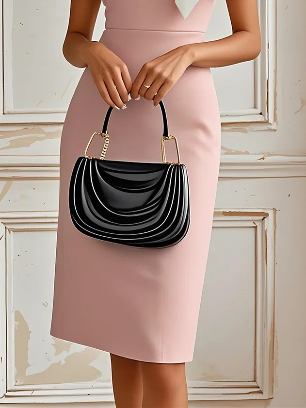 Black Bow Short Sleeve Sheath Midi Dress