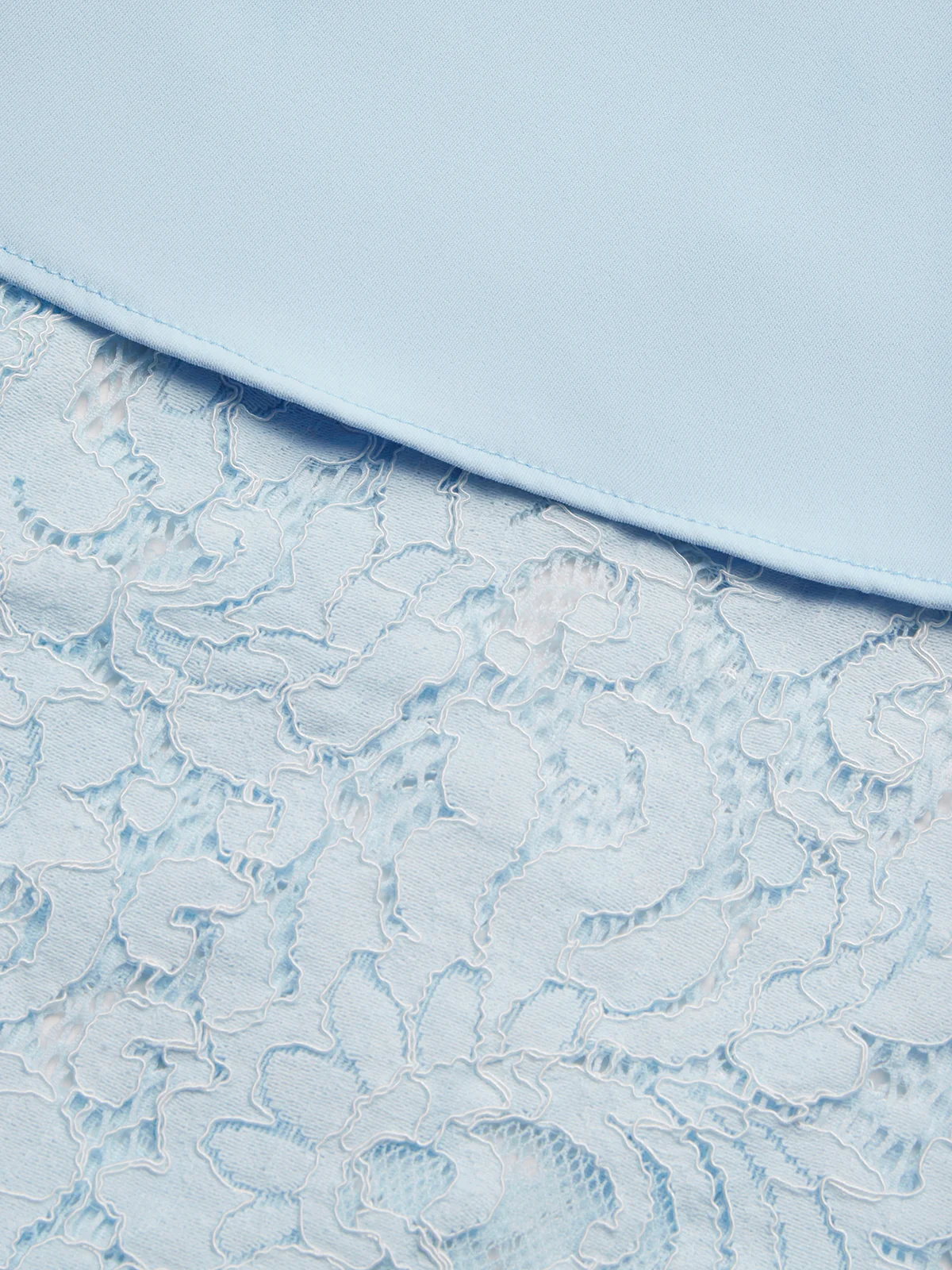 Light Blue Lace Classic V Neck Short Sleeve A-Line Midi Dress