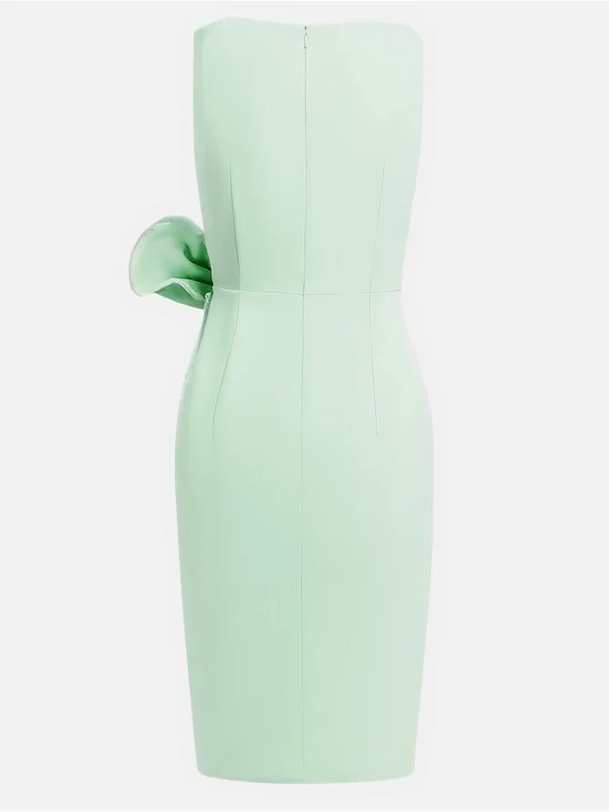 White 3D Bow Sleeveless Sheath Midi Dress
