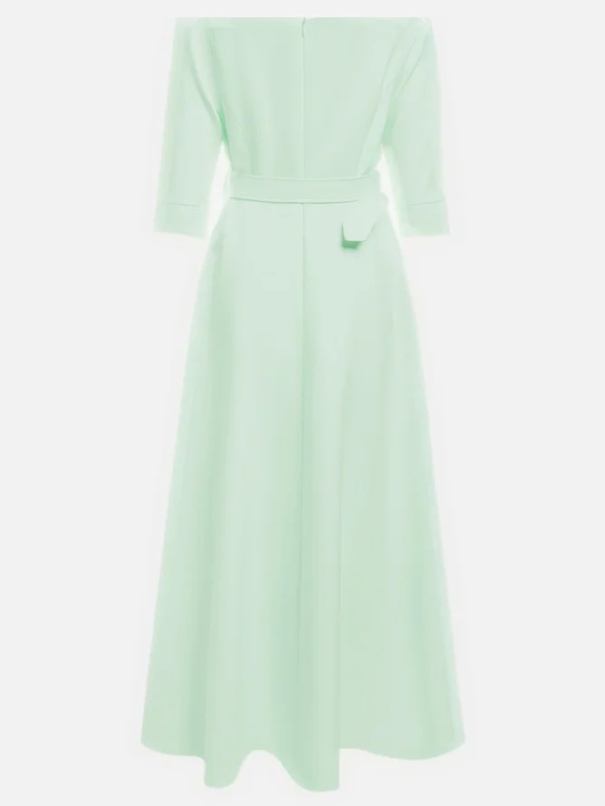 White Classic Off The Shoulder Half Sleeve A-Line Maxi Dress