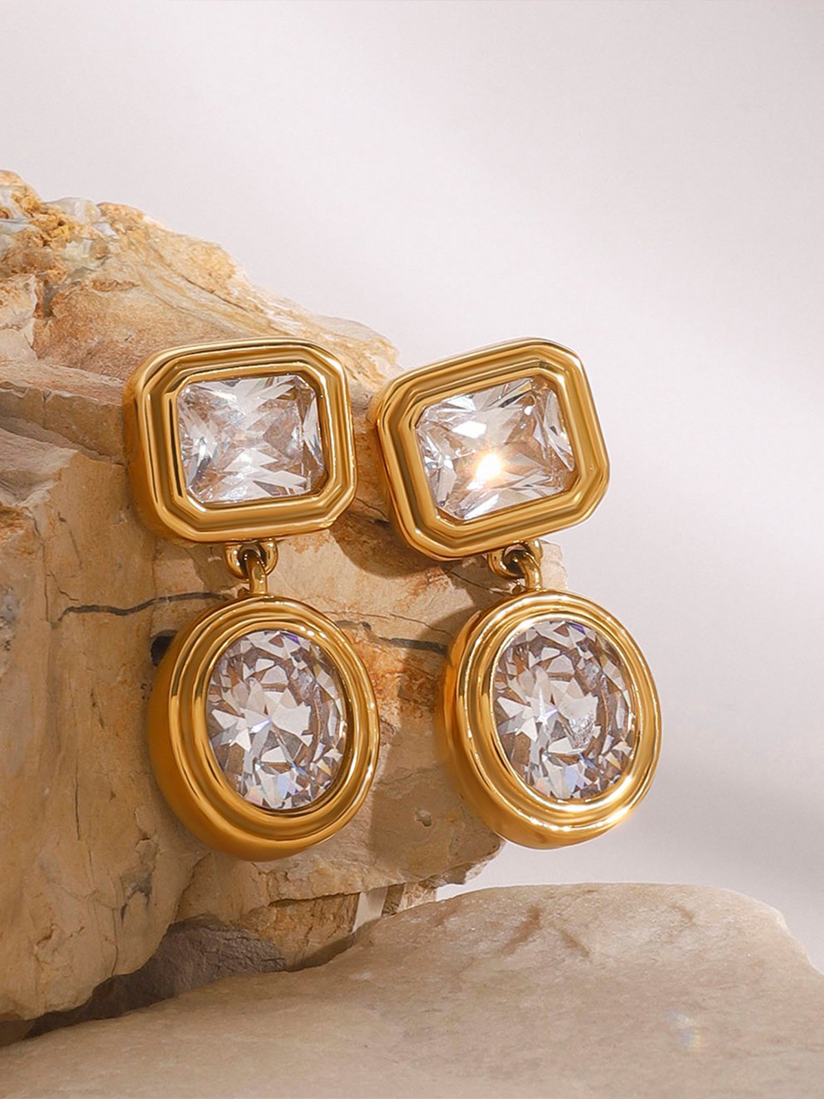 Zircon High-end Light Luxury Titanium Steel Earrings