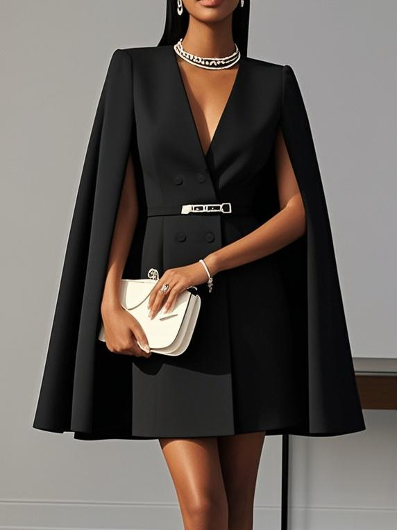 White Buckle Blazer V Neck Sleeveless A-Line Mini Homecoming Dress