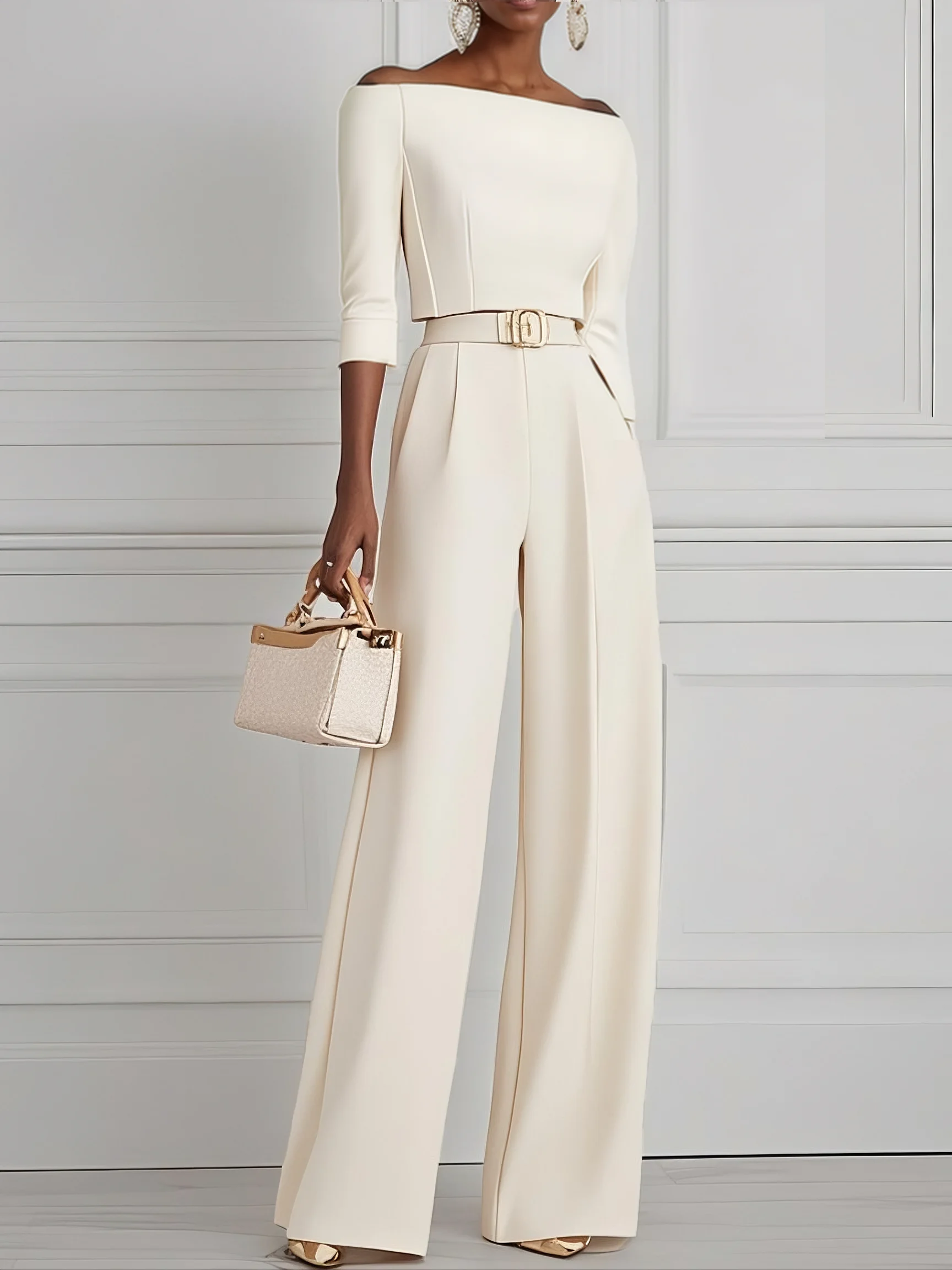 White Off The Shoulder Urban Jumpsuit