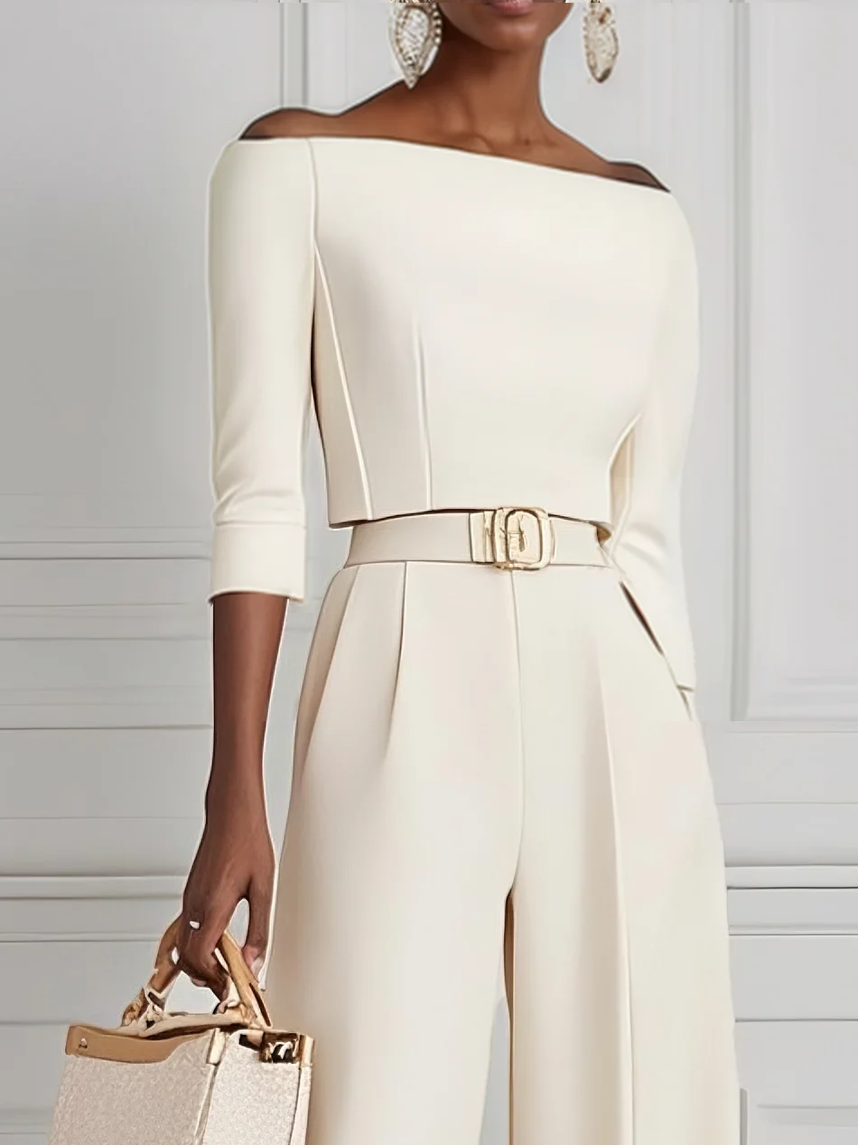 White Off The Shoulder Urban Jumpsuit