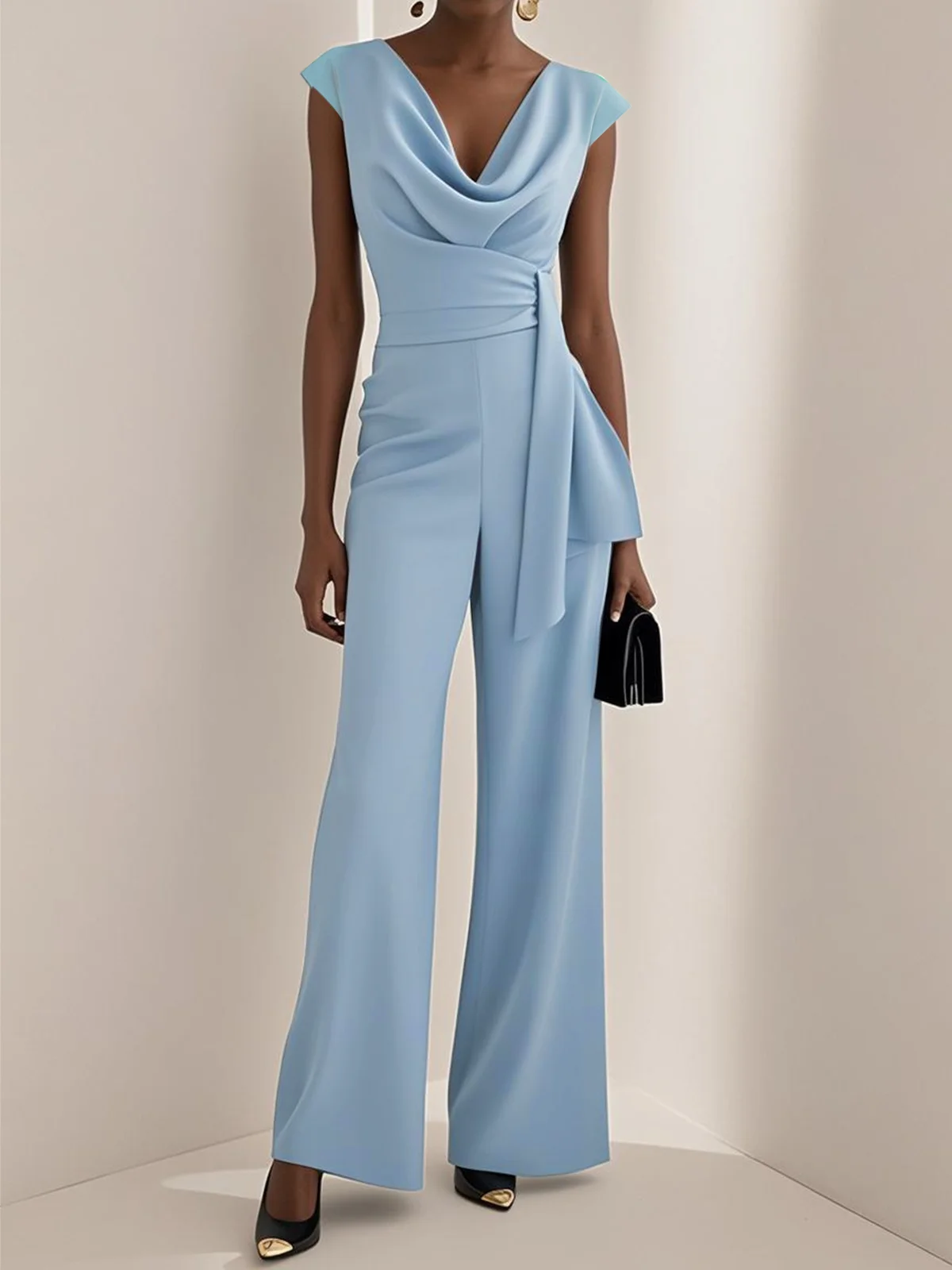 Green Regular Fit Ruched Urban Jumpsuit