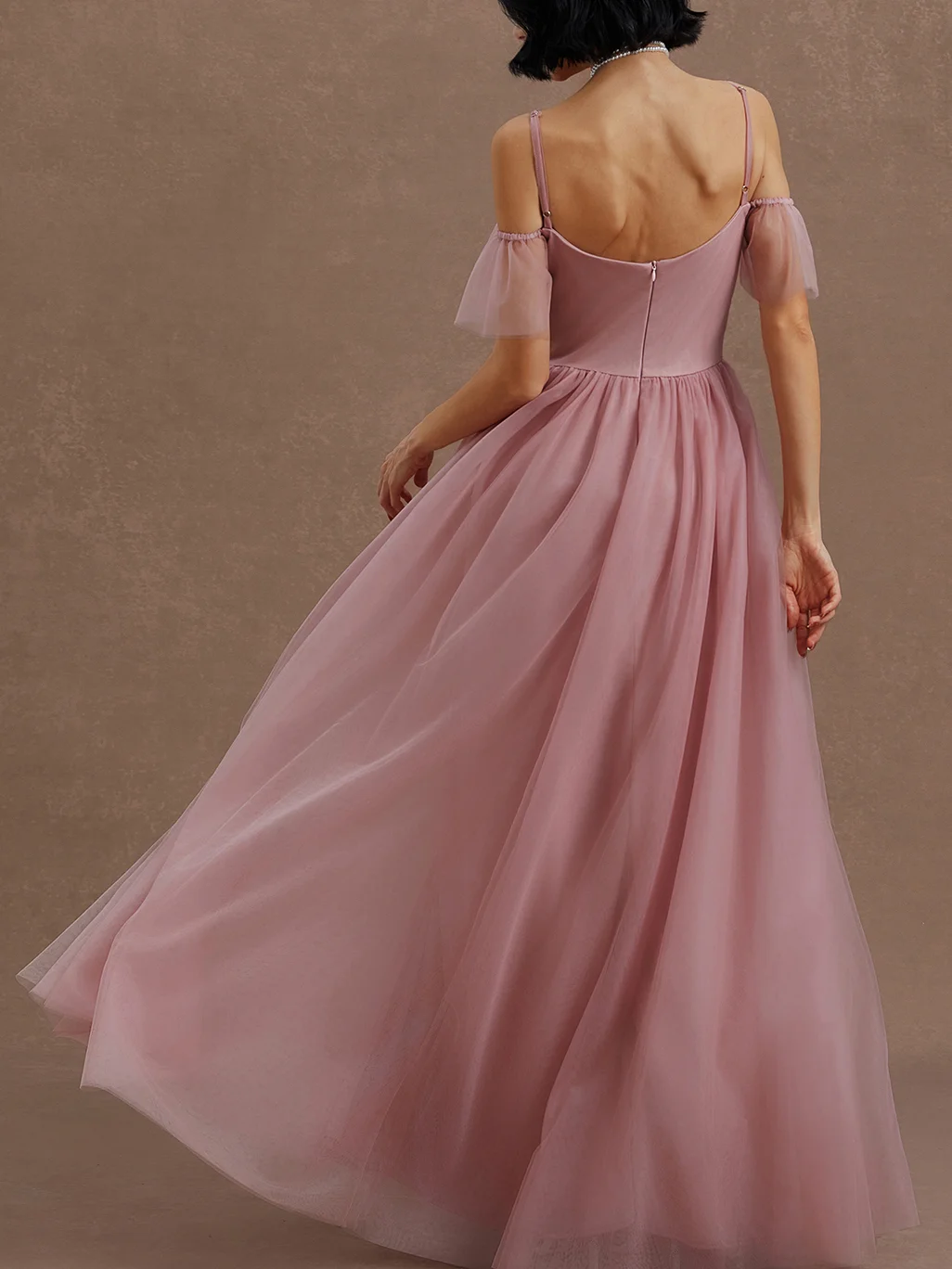 Pink Classic Off The Shoulder Short Sleeve Off Shoulder Sleeve A-Line Maxi Dress