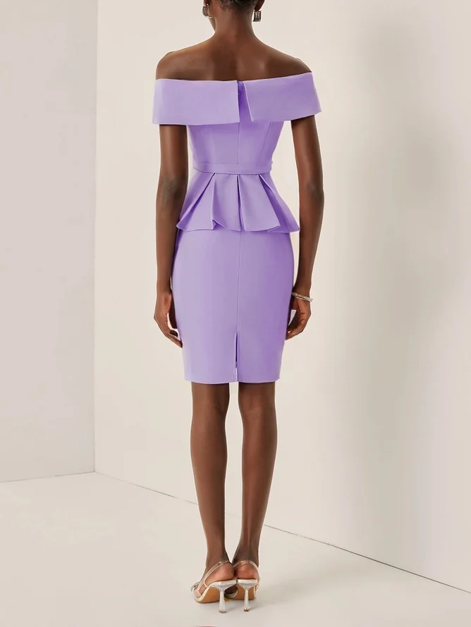 Pink 3D Floral V Neck Short Sleeve Sheath Midi Dress