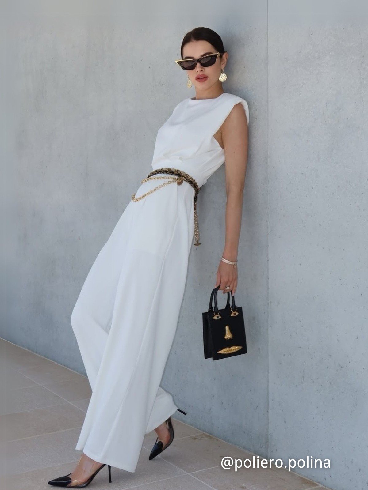 Off White Crew Neck Plain Ruched Urban Jumpsuit 