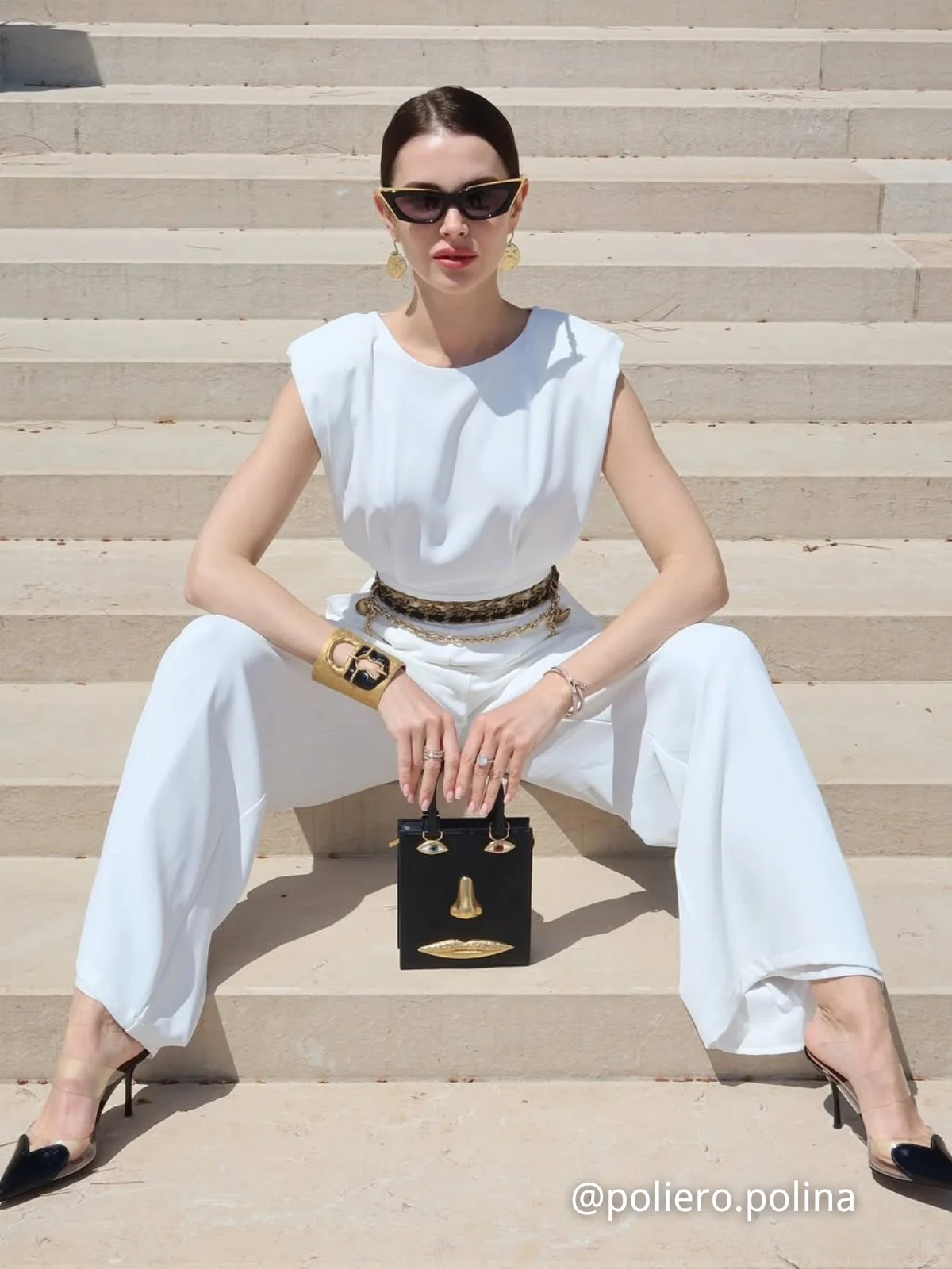 Off White Crew Neck Plain Ruched Urban Jumpsuit 