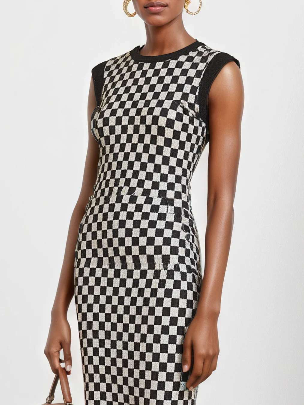 Black Sweater Crew Neck Sleeveless Mermaid Midi Dress