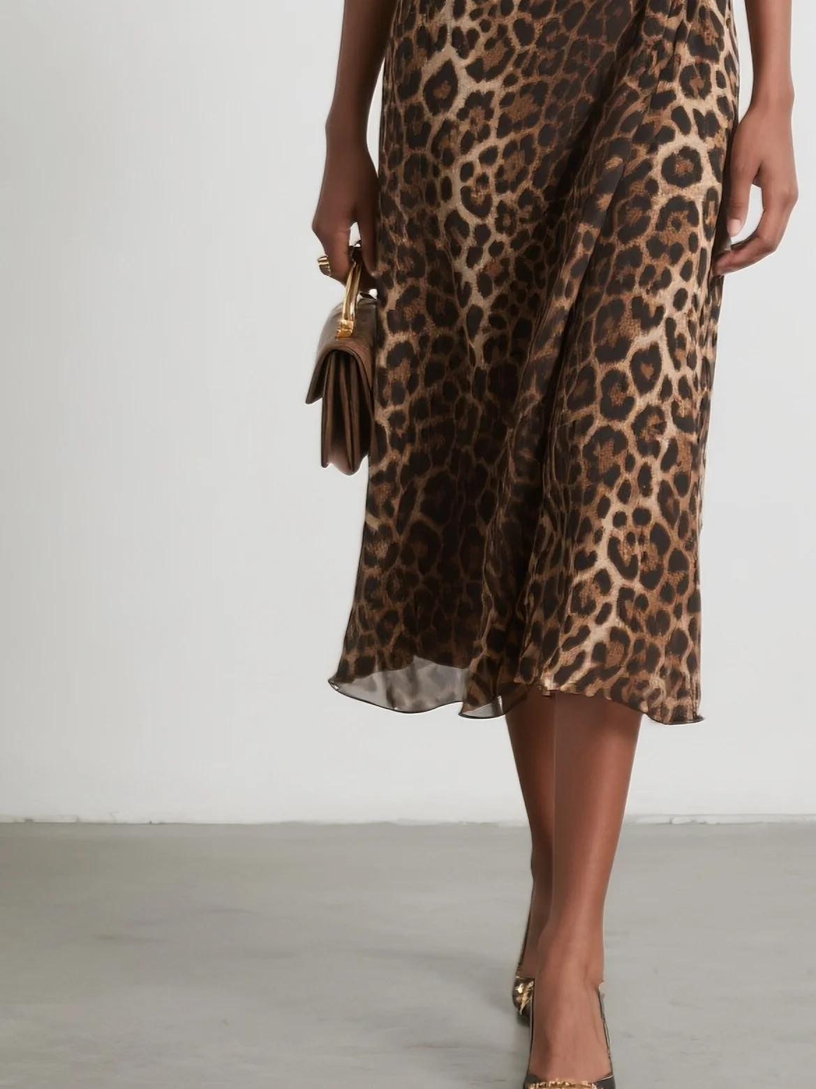 Leopard Ruched Wrap Dress V Neck Half Sleeve Bell Sleeve Sheath Midi Dress