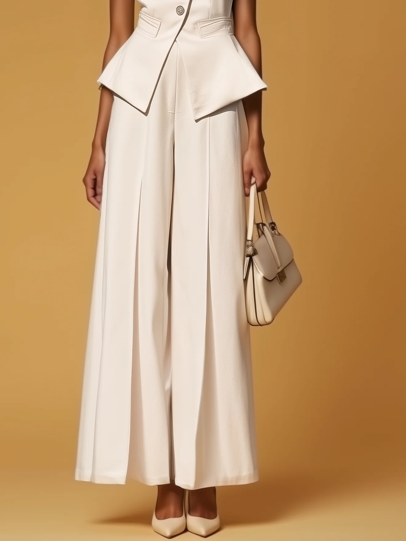 Women White Buckle One Shoulder Sleeveless Urban Jumpsuit