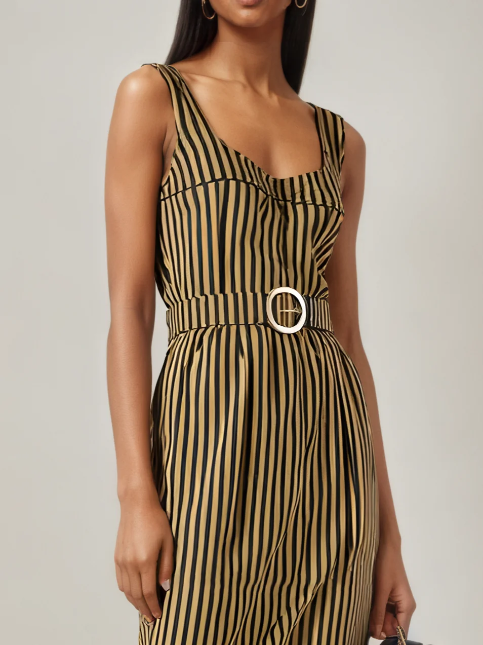Yellow Classic Sweetheart Neckline Sleeveless Sheath Midi Dress