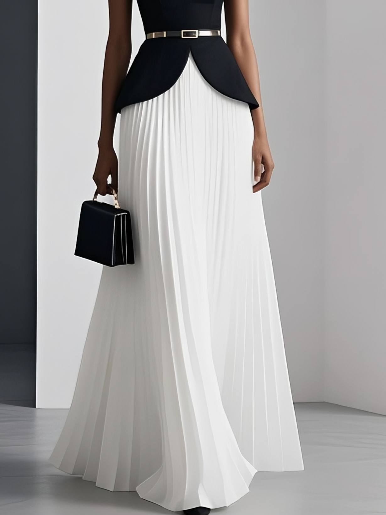 Women Pink Pleated Strapless Sleeveless Dressy Top With Skirt Two-Piece Set