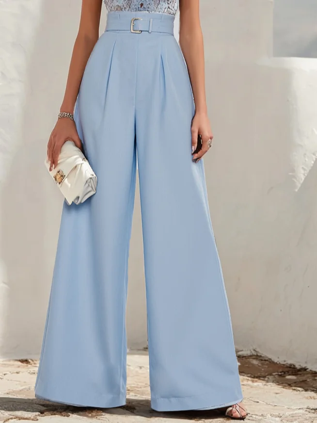 Women Blue Split Joint V Neck Cap Sleeve Dolman Sleeve Dressy Jumpsuit
