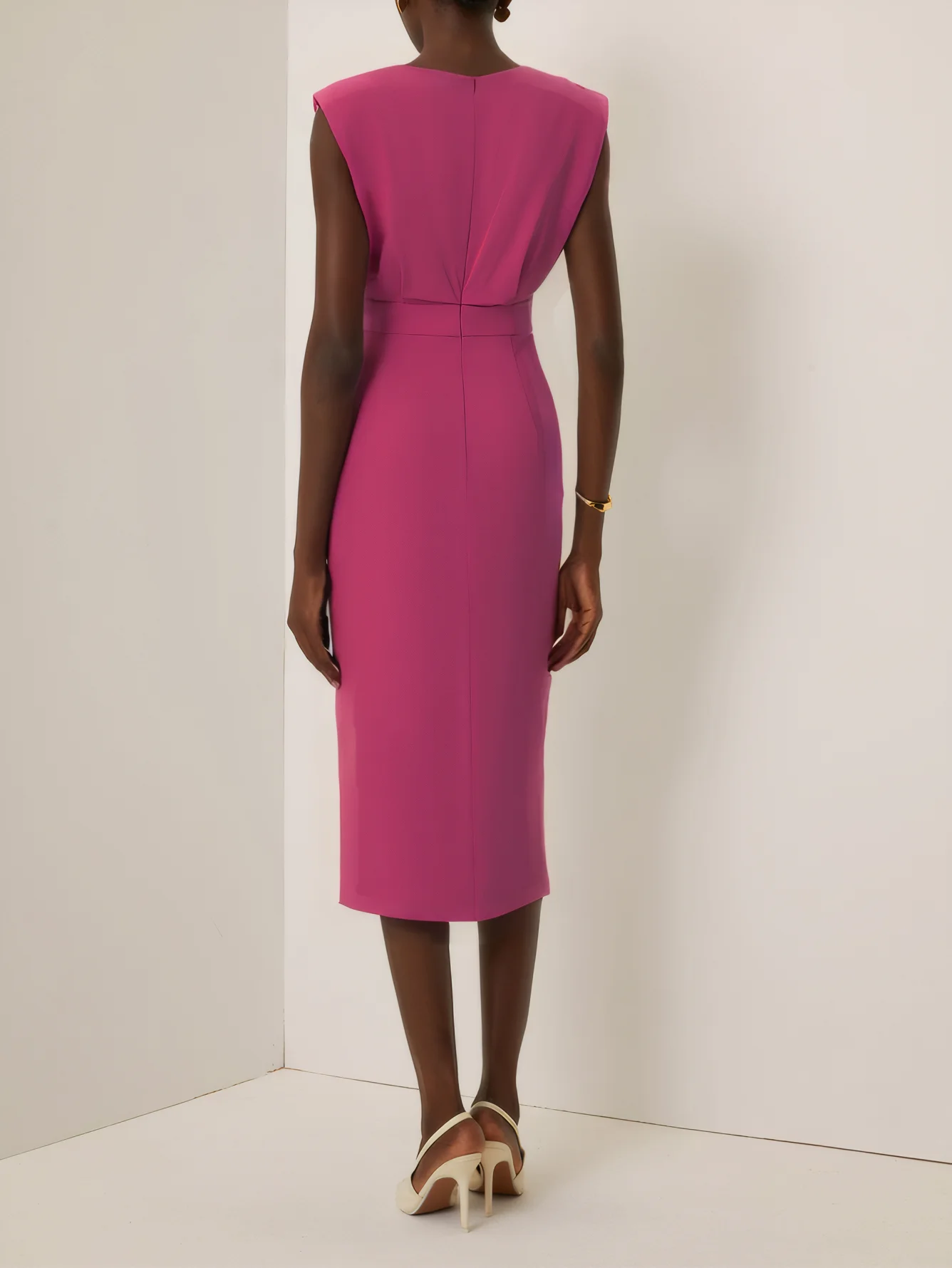 Light Blue Buckle Classic Crew Neck Sleeveless Sheath Midi Dress