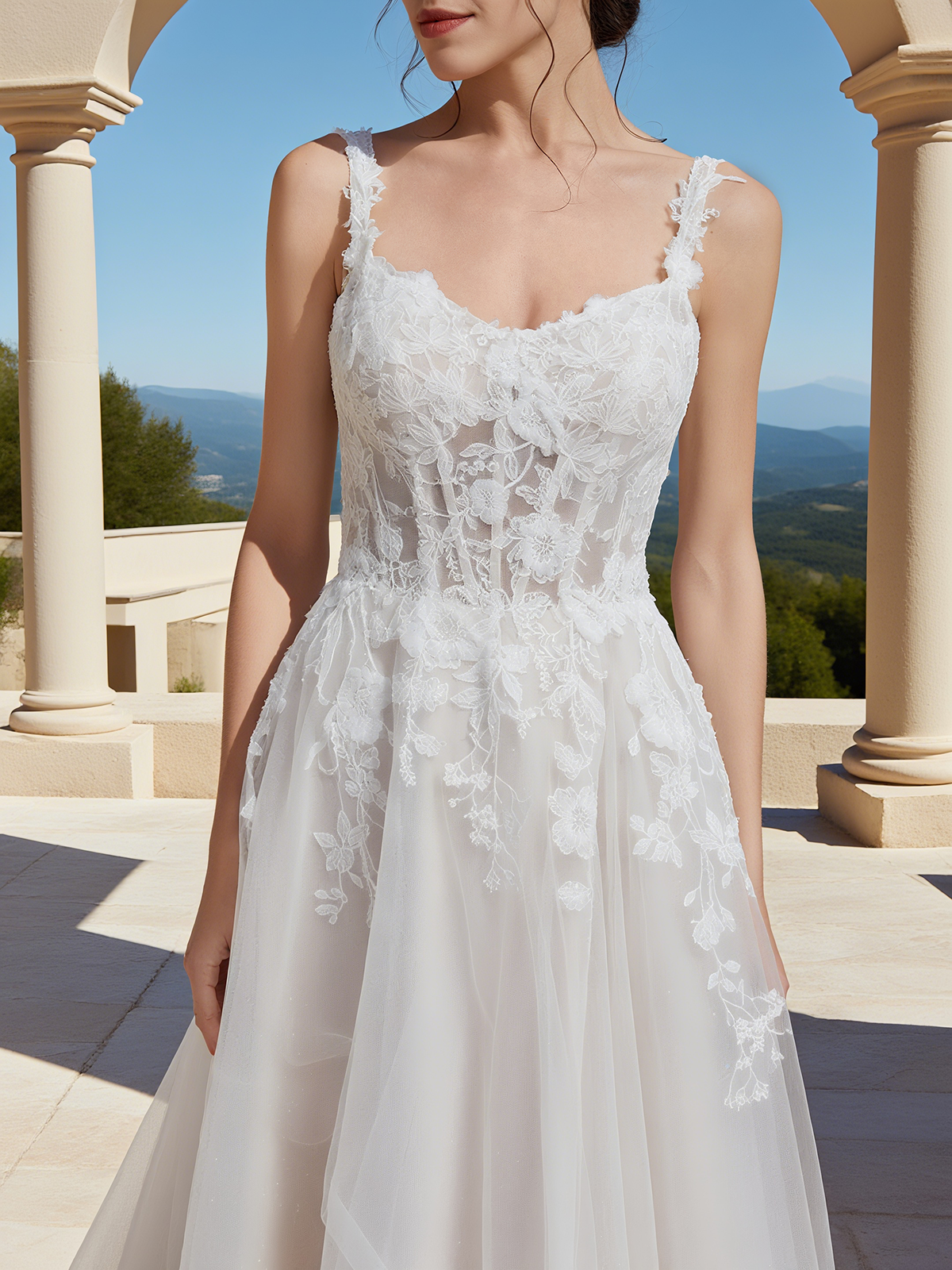 White Split Joint Ruched Bridal/Wedding Dress V Neck Sleeveless A-Line Gown