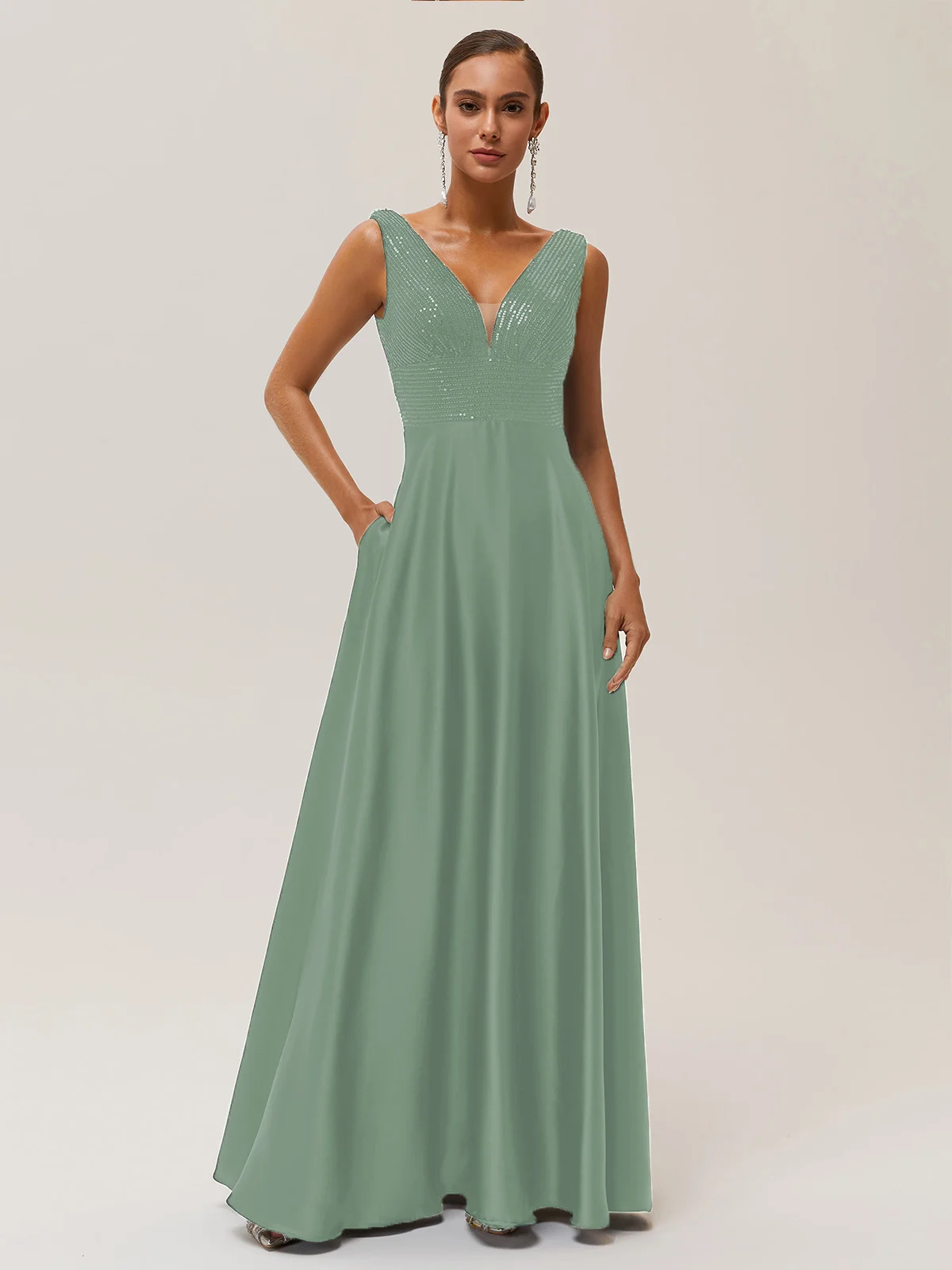 Purplish Blue Sequin A-Line Gown Satin Mother of the Bride or Groom Dress