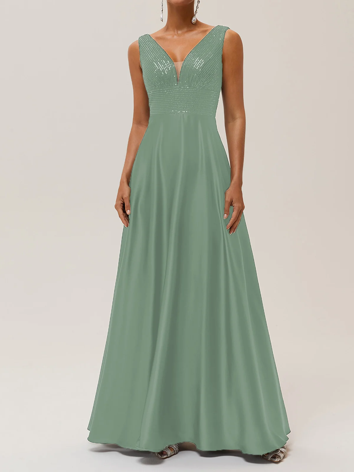 Purplish Blue Sequin A-Line Gown Satin Mother of the Bride or Groom Dress