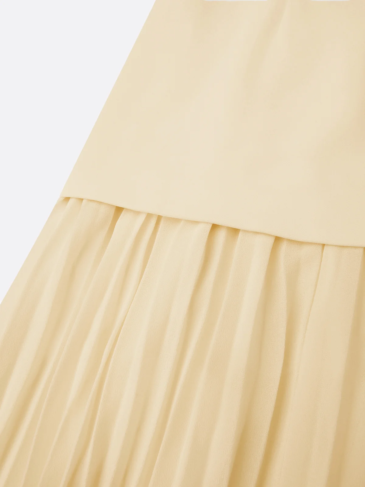 Off White Pleated Classic Boat Neck Sleeveless A-Line Maxi Dress