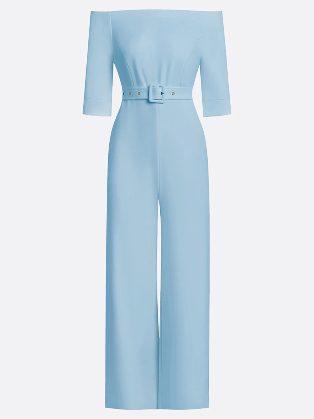Women White Off The Shoulder Half Sleeve Dressy Jumpsuit