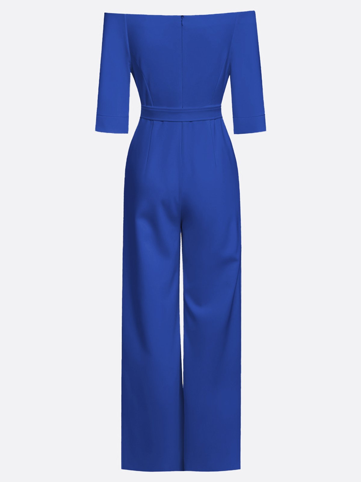 Women White Off The Shoulder Half Sleeve Dressy Jumpsuit