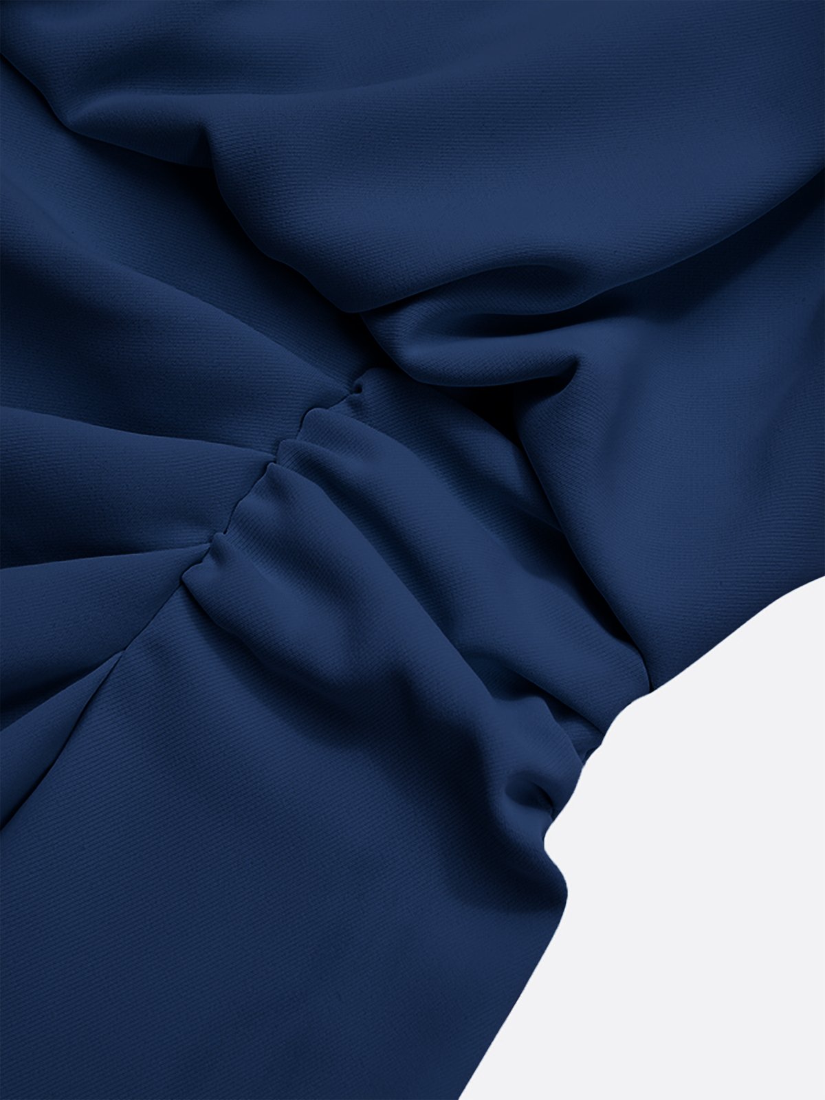 Purplish Blue Ruched Cut Out Classic Crew Neck Cap Sleeve Sheath Midi Dress