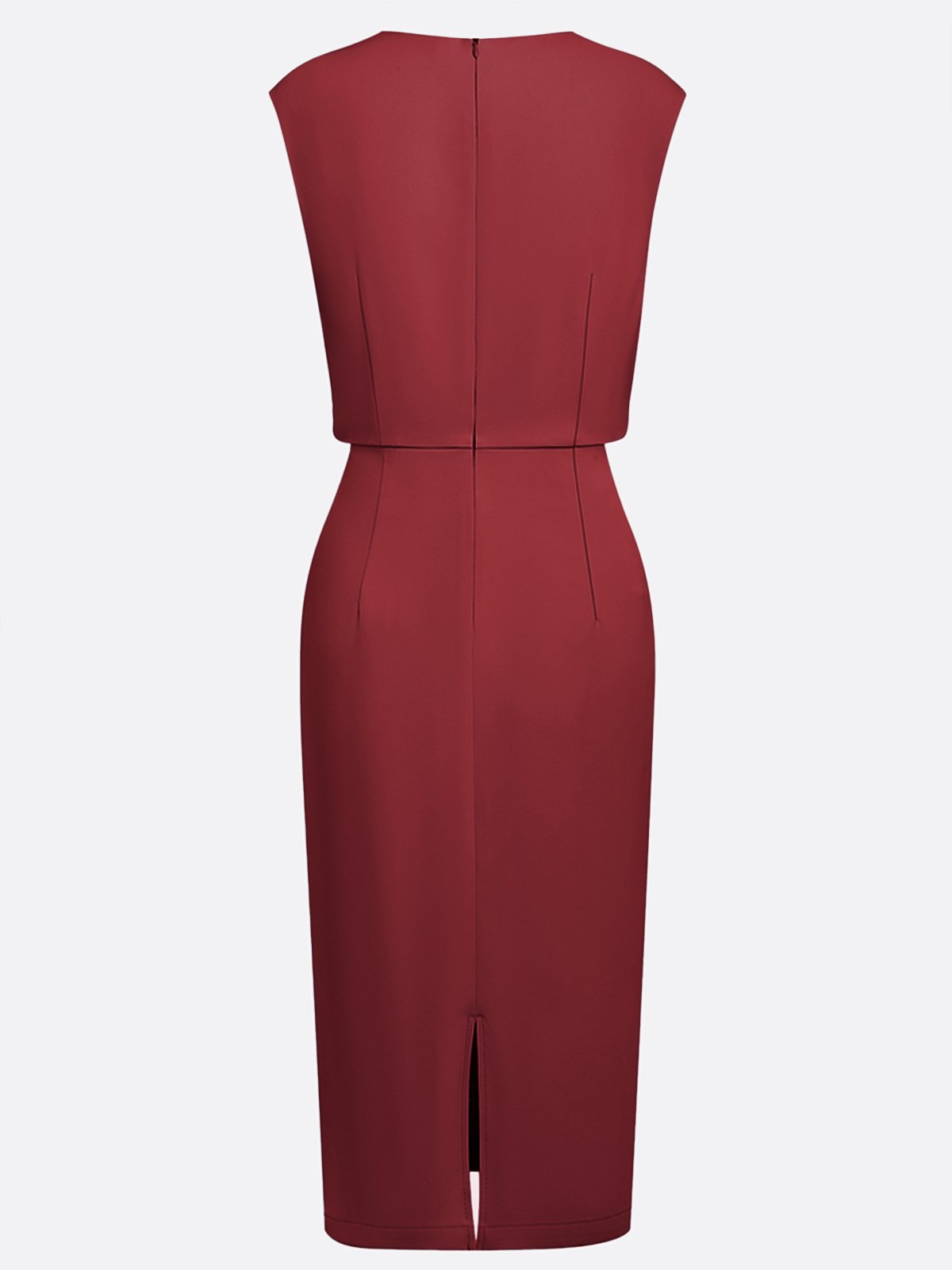 Light Blue Ruched Cut Out Classic Crew Neck Cap Sleeve Sheath Midi Dress