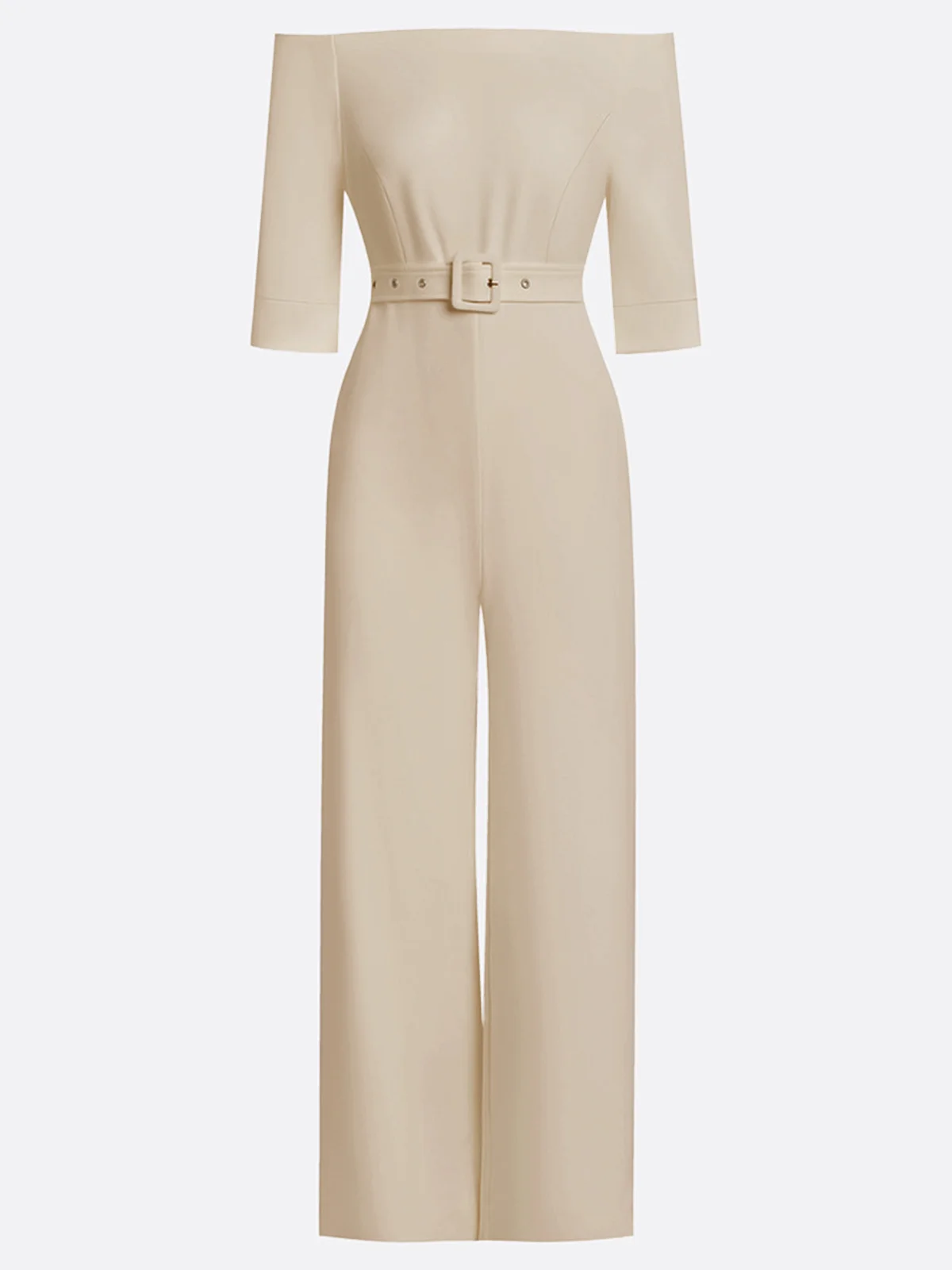 Women White Off The Shoulder Half Sleeve Dressy Jumpsuit
