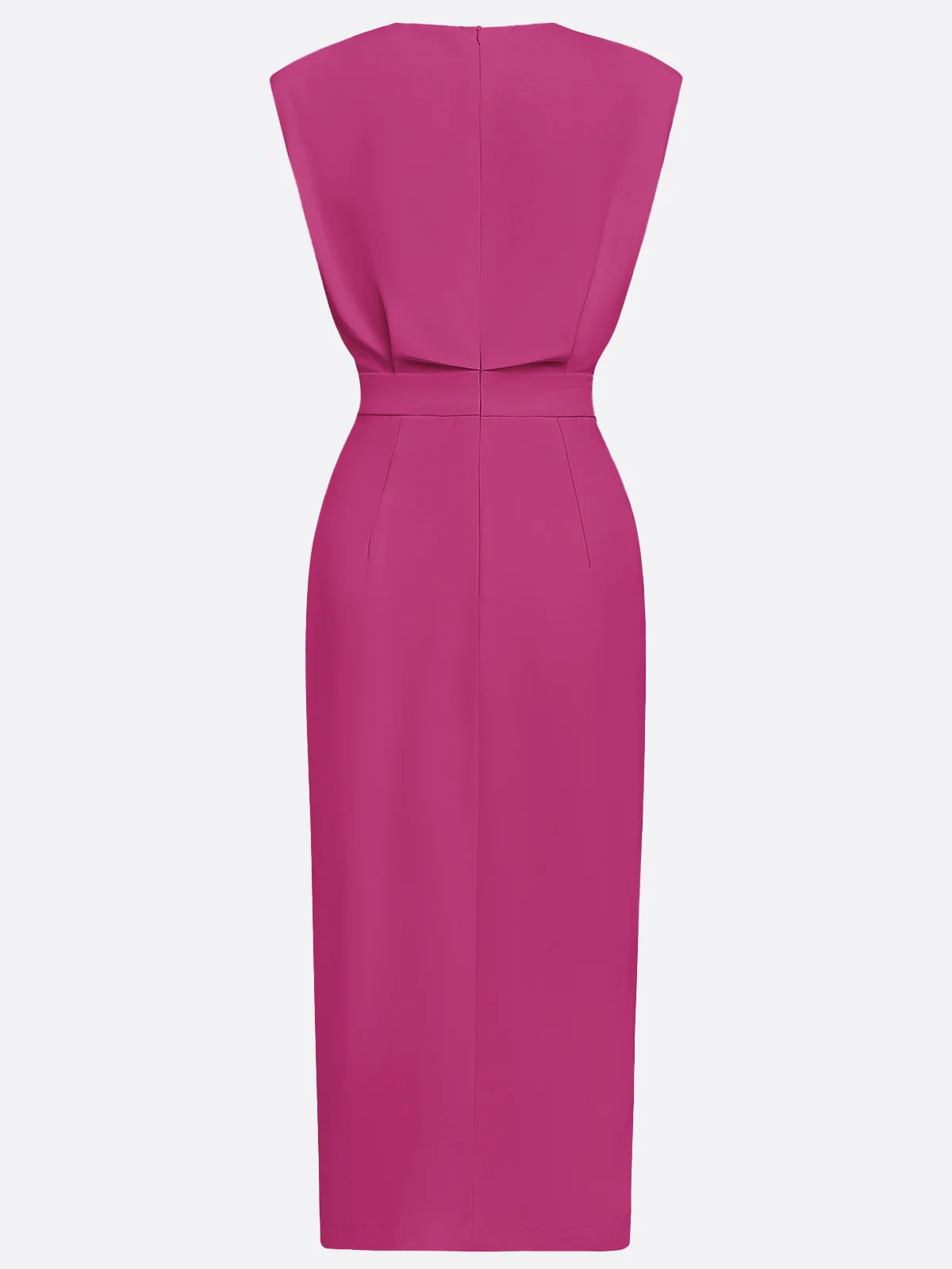 Light Blue Buckle Classic Crew Neck Sleeveless Sheath Midi Dress