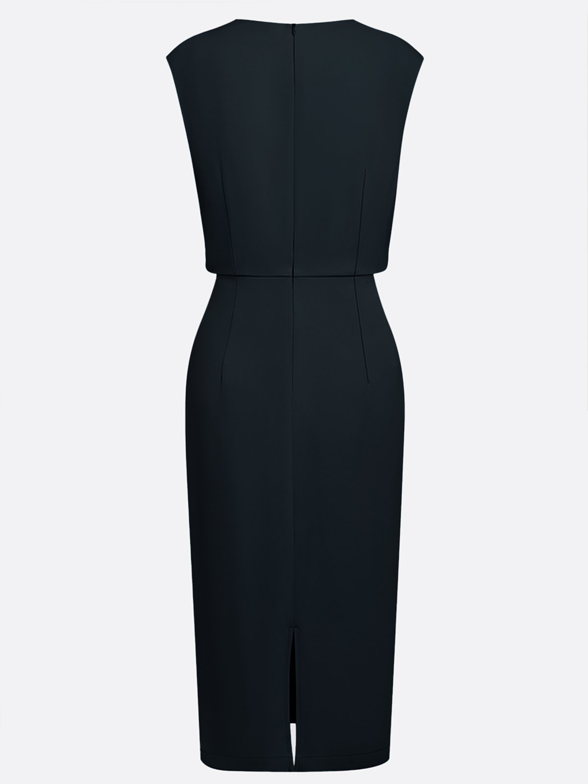 Light Blue Ruched Cut Out Classic Crew Neck Cap Sleeve Sheath Midi Dress