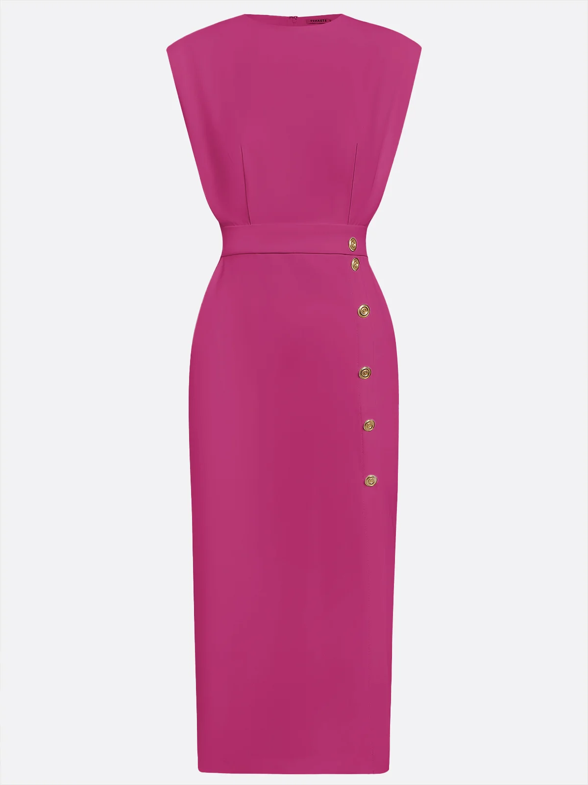 Light Blue Buckle Classic Crew Neck Sleeveless Sheath Midi Dress