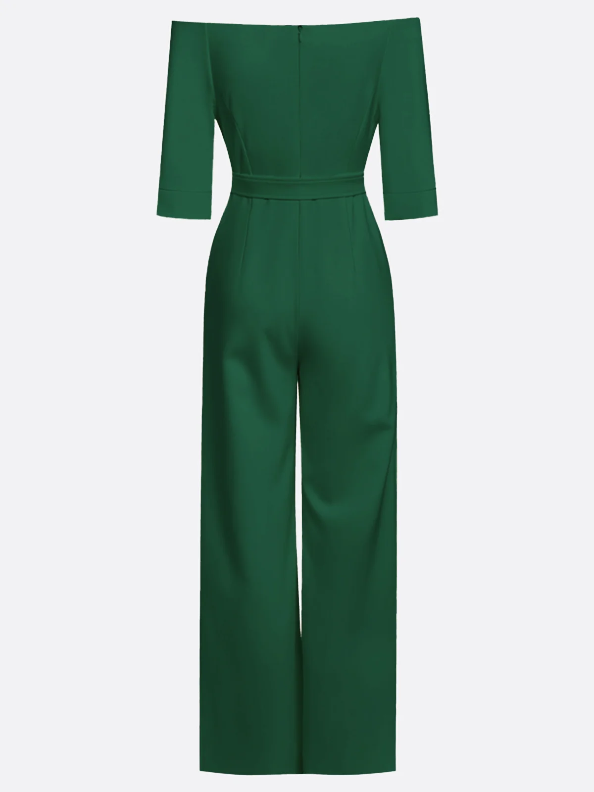 Women White Off The Shoulder Half Sleeve Dressy Jumpsuit