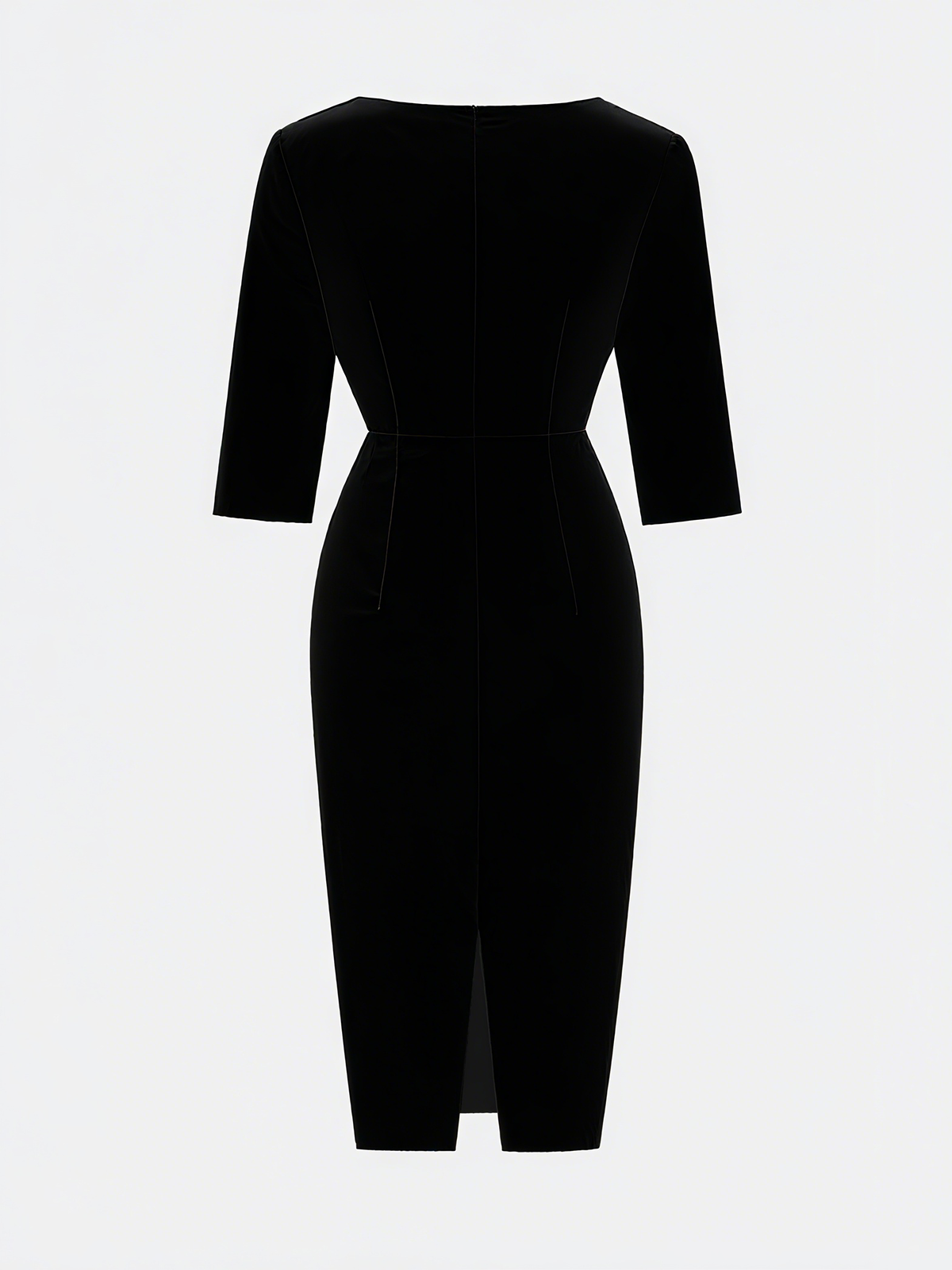 White Imitation Pearls Classic Crew Neck Half Sleeve Sheath Midi Dress
