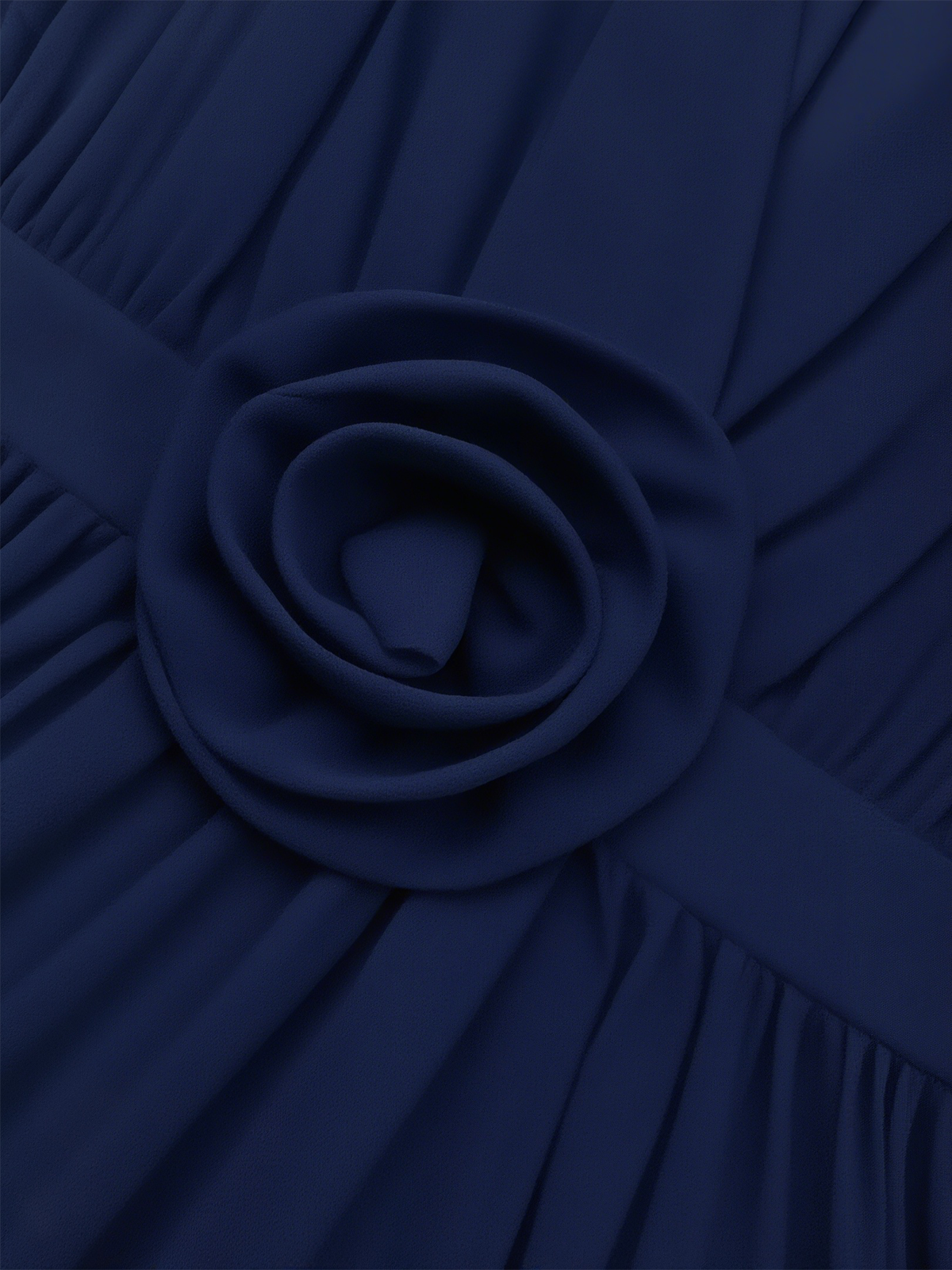 Purplish blue 3D Floral Pleated Chiffon V Neck Sleeveless A-Line Maxi Dress