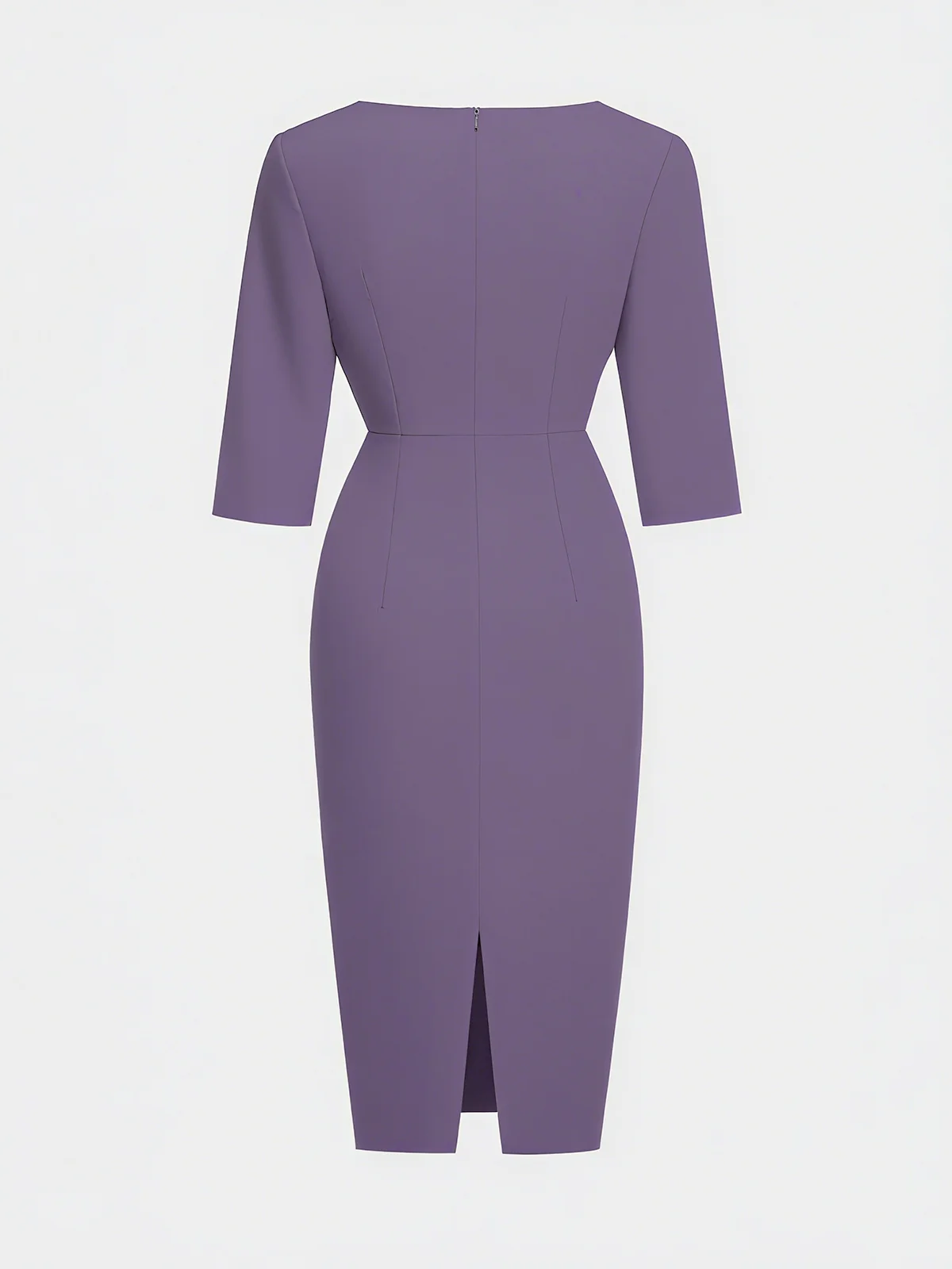 White Imitation Pearls Classic Crew Neck Half Sleeve Sheath Midi Dress