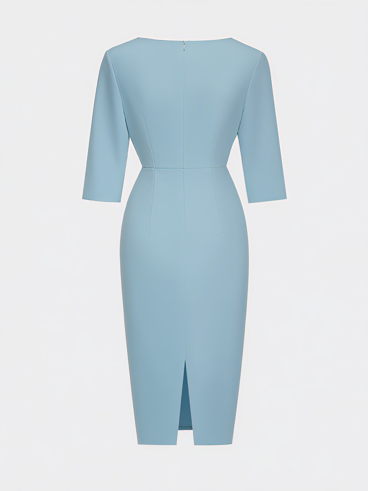 White Imitation Pearls Classic Crew Neck Half Sleeve Sheath Midi Dress