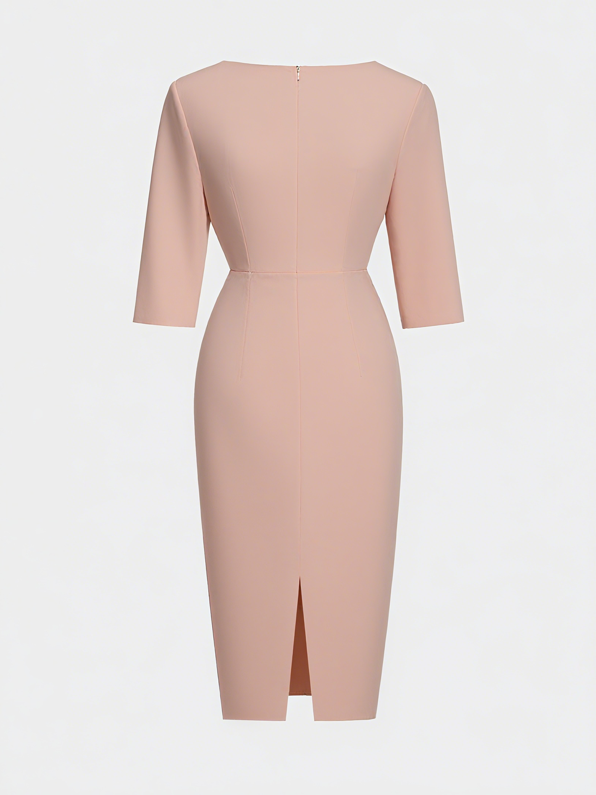 White Imitation Pearls Classic Crew Neck Half Sleeve Sheath Midi Dress