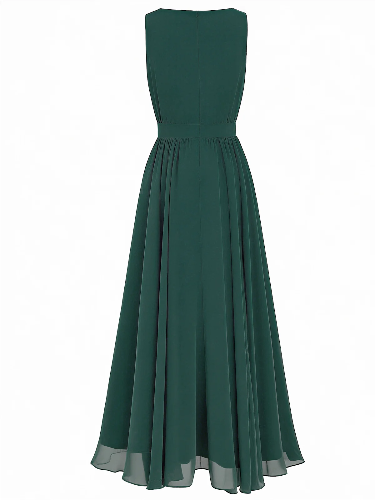 Pink 3D Floral Pleated Chiffon V Neck Sleeveless A-Line Maxi Dress