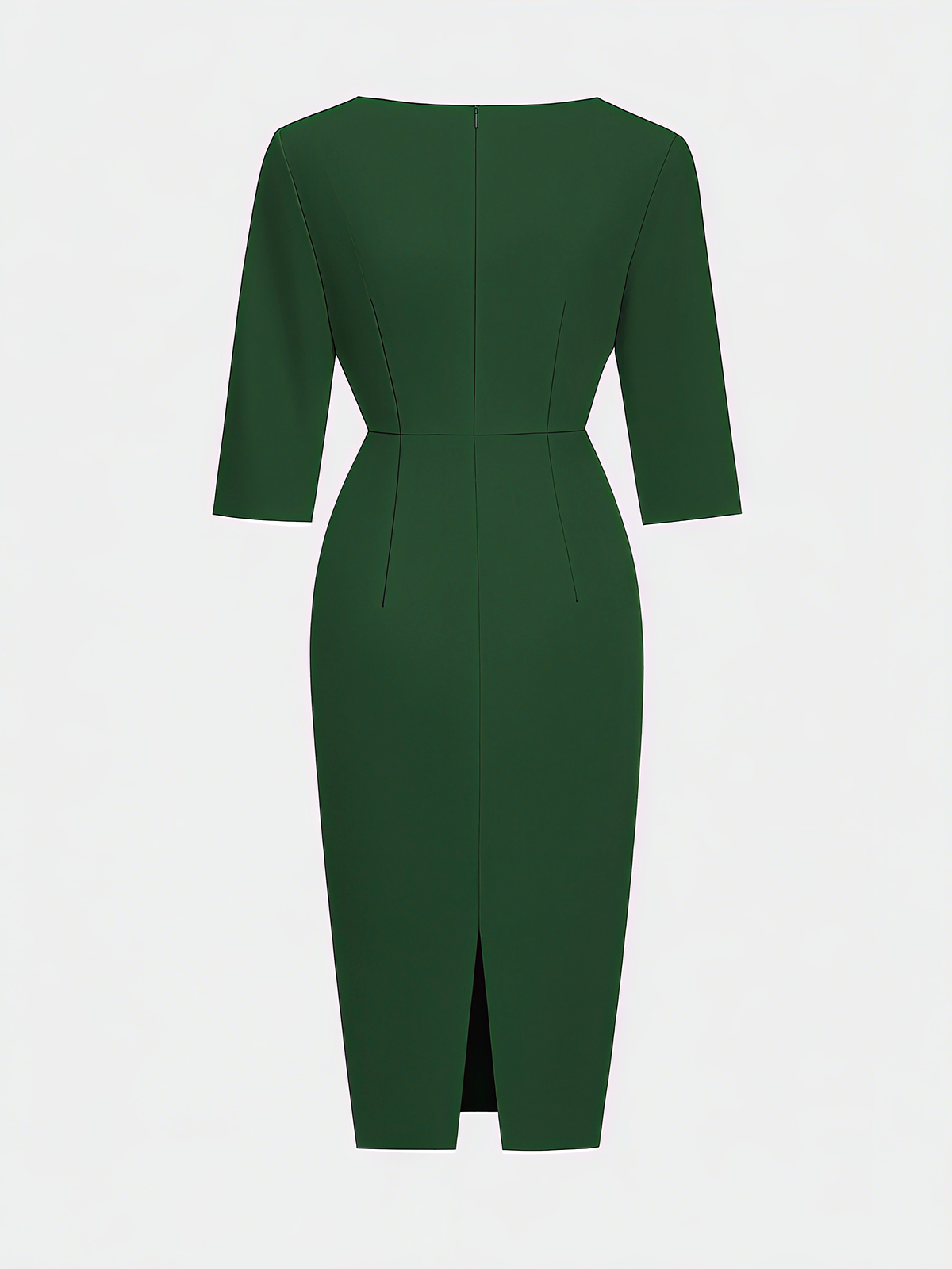 White Imitation Pearls Classic Crew Neck Half Sleeve Sheath Midi Dress