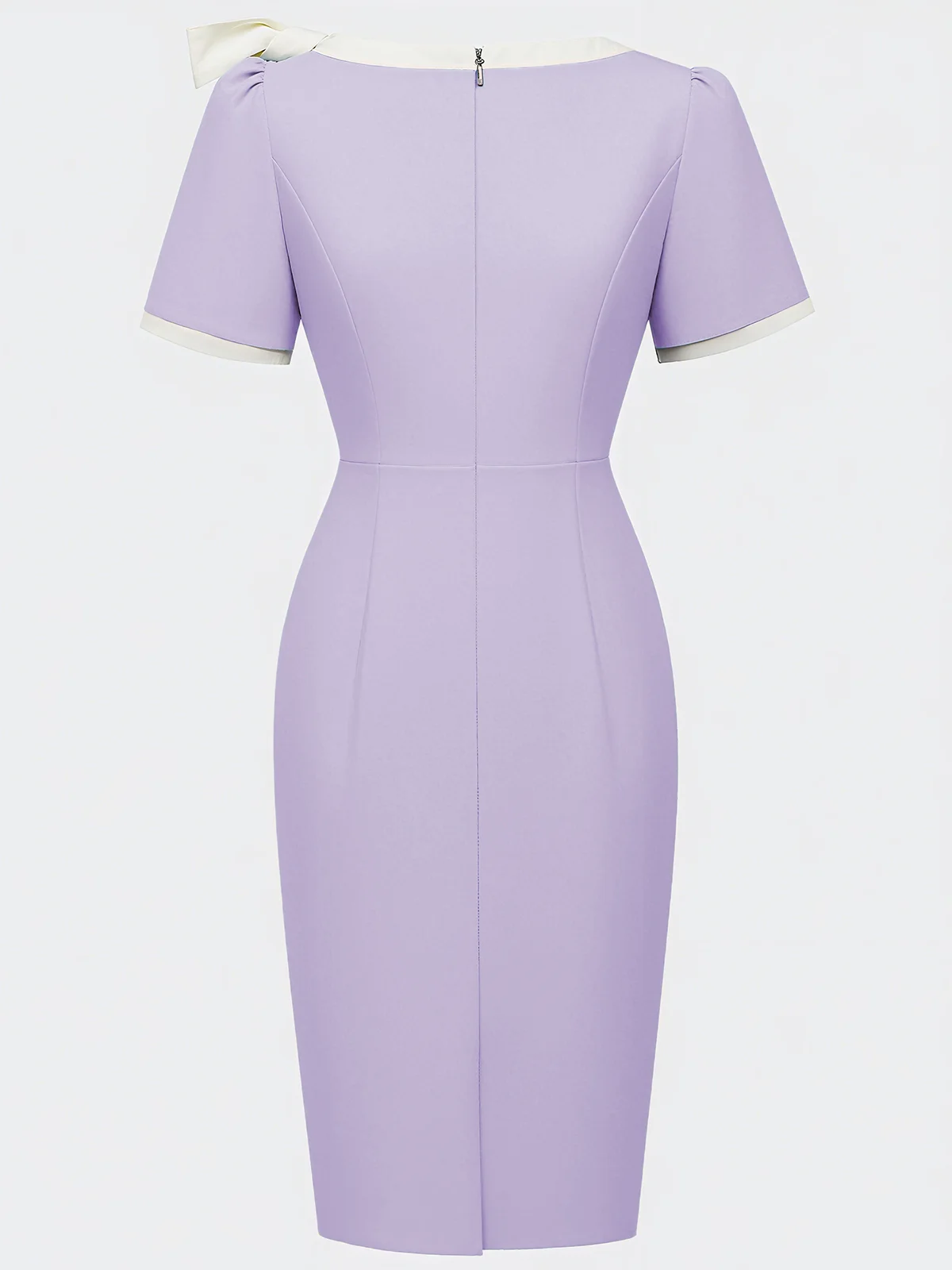 Black Bow Short Sleeve Sheath Midi Dress