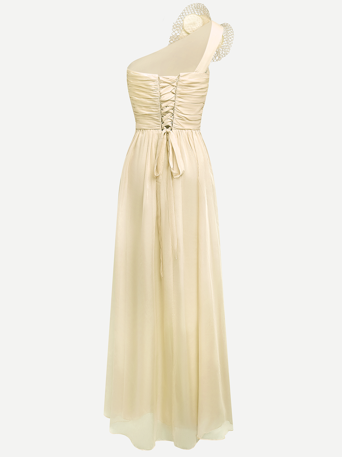 Pink 3D Floral Chiffon One Shoulder Sleeveless Sheath Gown Dress