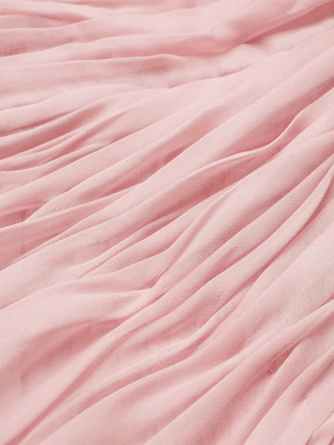 Pink Chiffon 3D Floral Ruched Slit One Shoulder Sleeveless Sheath Gown Dress
