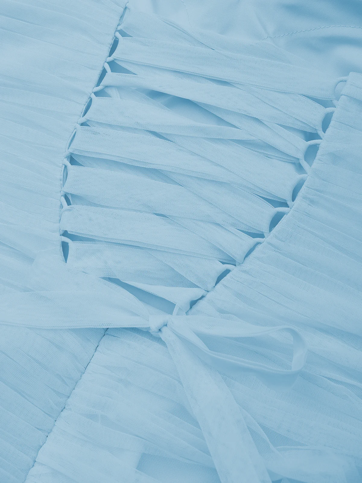 Light Blue Ruched Slit Tulle Strapless Sleeveless Sheath Gown Dress