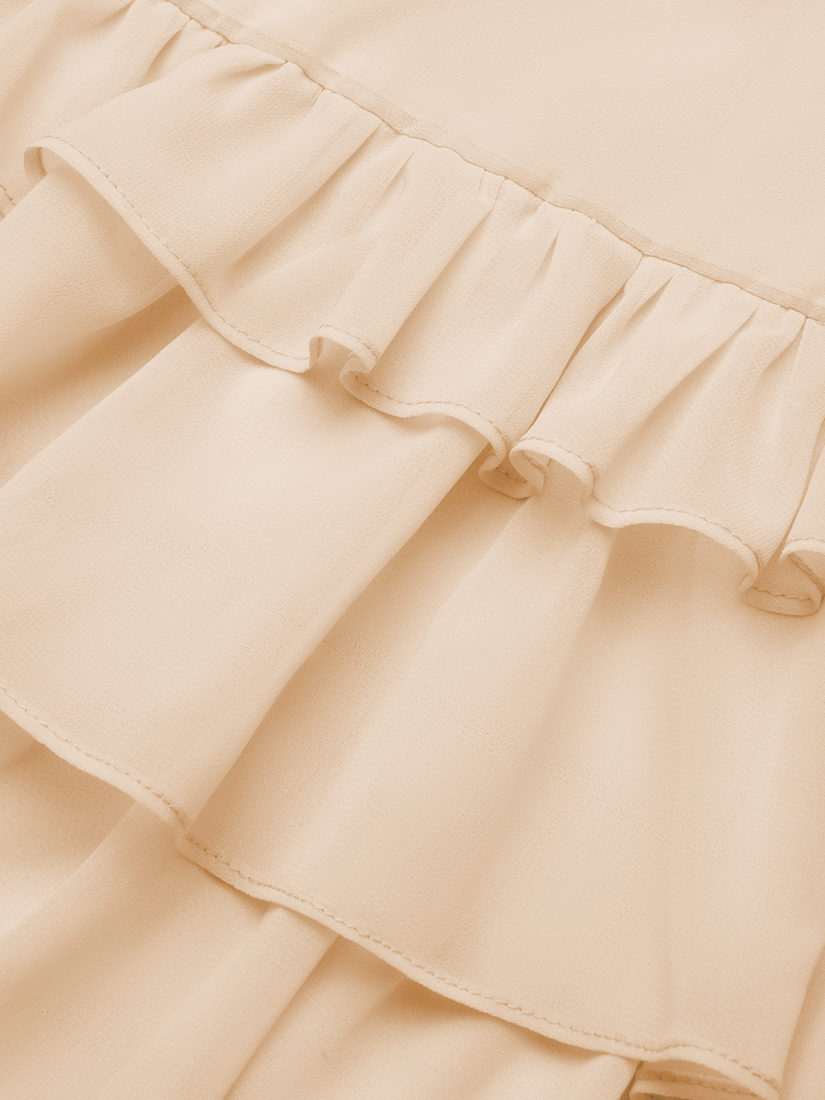 Beige Peplum Tiered Chiffon Halter Sleeveless A-Line Maxi Two-piece Dress