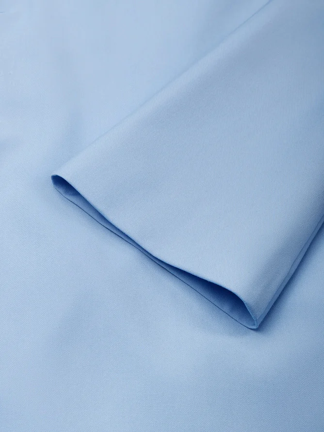 Light Blue 3D Floral Classic Crew Neck Long Sleeve Bell Sleeve Shift Mini Dress