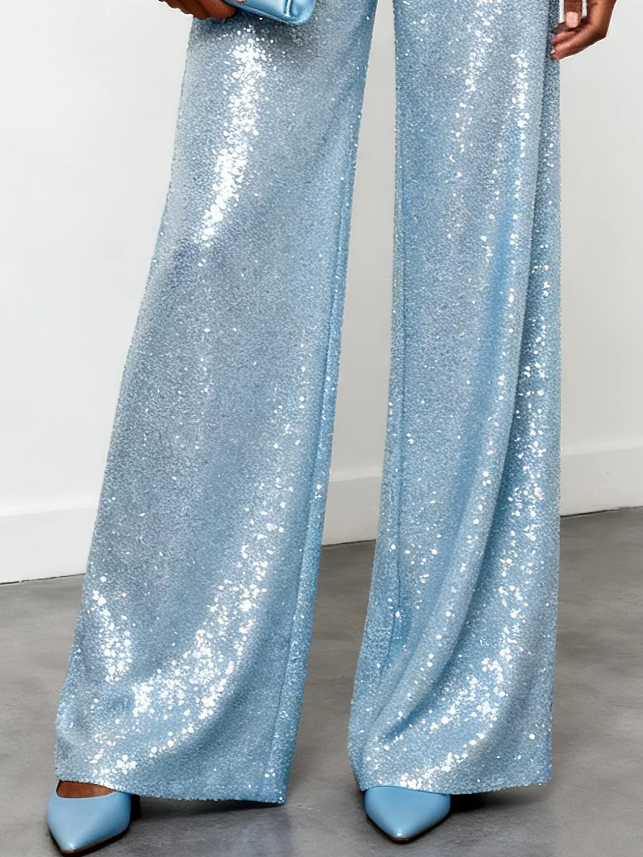 Women Light Blue Strapless Sleeveless Dressy Jumpsuit