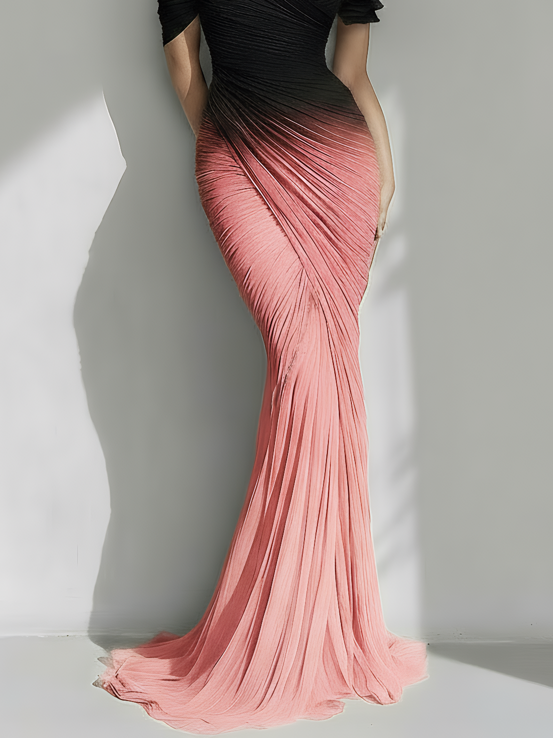 Pink 3D Floral Tulle Ruched Asymmetrical Sleeveless Mermaid Gown Dress