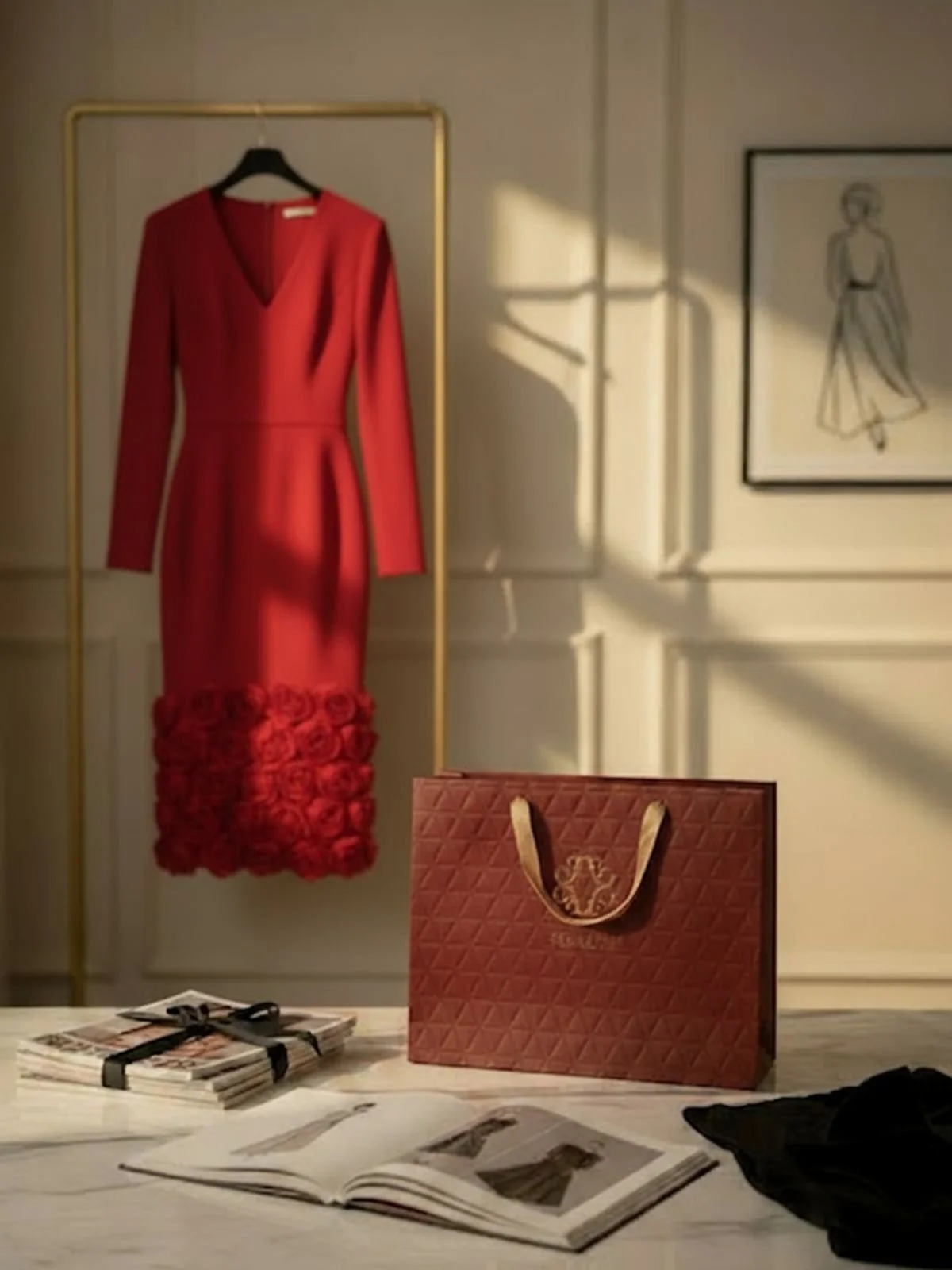 Gift Bag Fehaute Burgundy Paper Bag with Handles