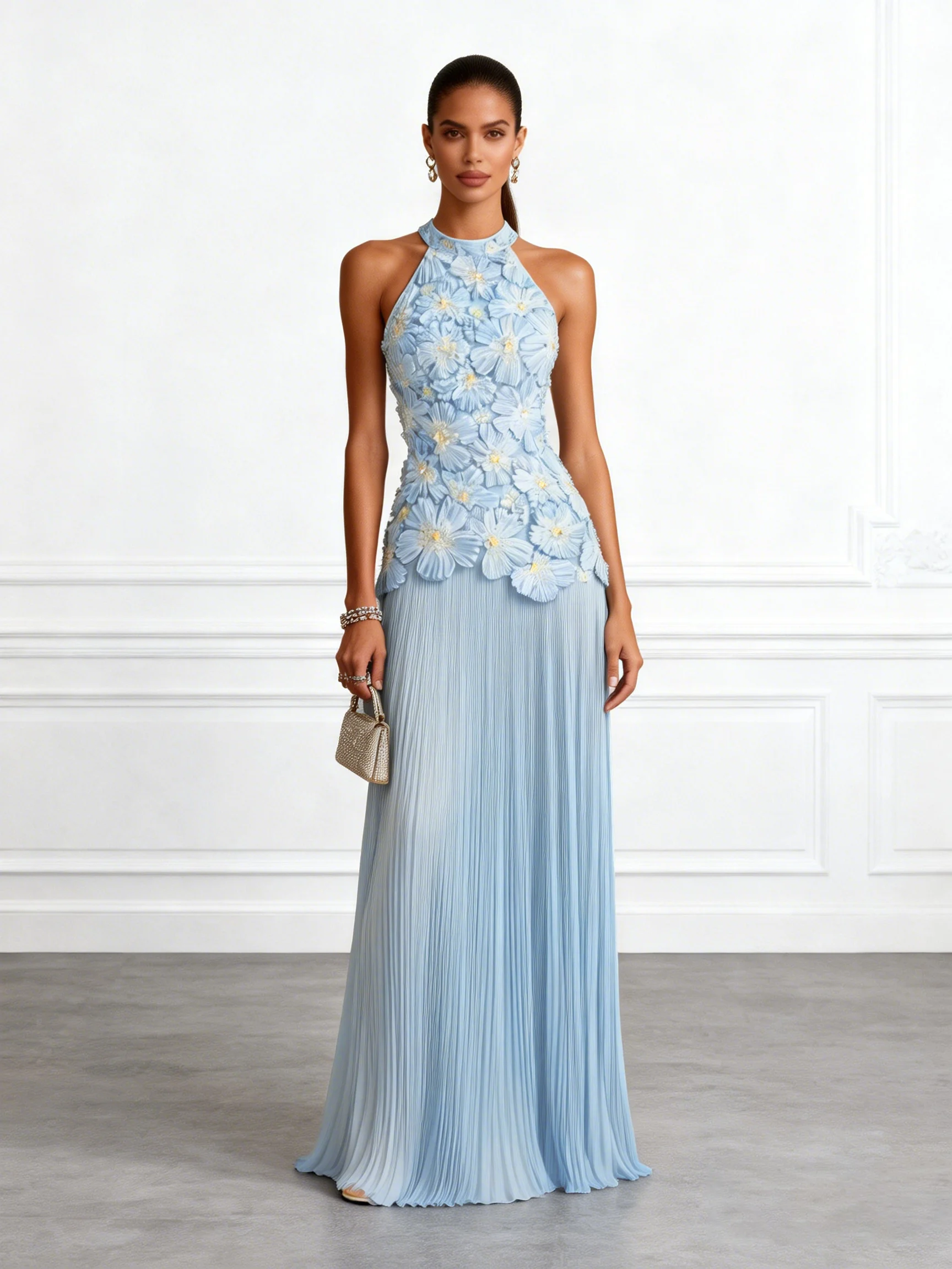 fitted halter dress Metallic Slit Gown by Rachel Allan 70814 I'm a California Girl, statuesque finish Peak: 50 Size:US 14 | EU 46 (3XL)
